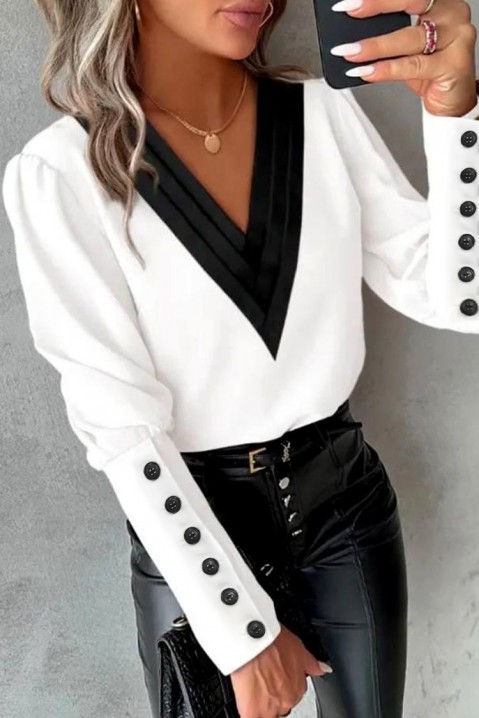 Γυναικεία μπλούζα ROMILSA WHITE, Χρώμα: μαύρο και άσπρο, IVET.EU - Εκπτώσεις έως -80%