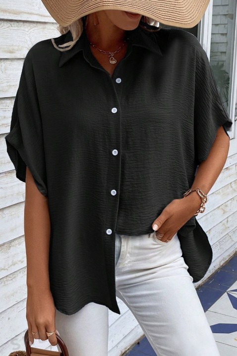 Γυναικείο πουκάμισο DOLTERA BLACK, Χρώμα: μαύρο, IVET.EU - Εκπτώσεις έως -80%