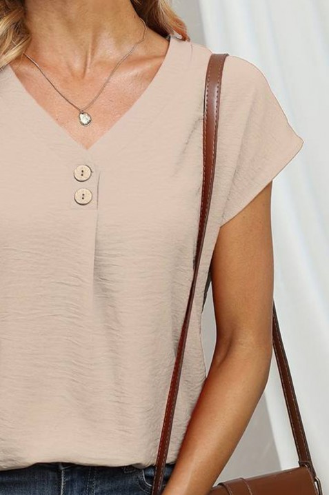 Γυναικείο κοντομάνικο μπλουζάκι KREAMOLDA BEIGE, Χρώμα: μπεζ, IVET.EU - Εκπτώσεις έως -80%