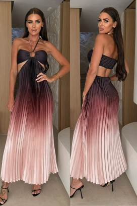 дълга дамска плисирана рокля с омбре ефект GINEVRA