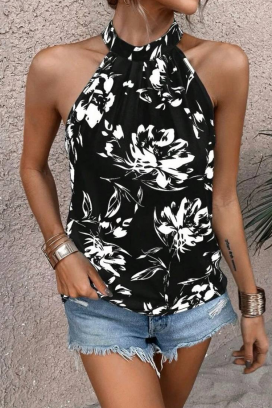 дамски топ с халтер деколте и флорален принт DORVINA