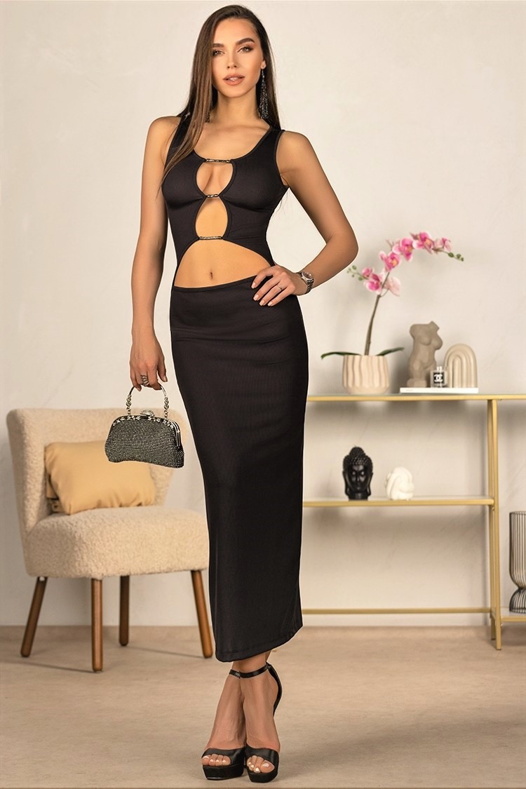 φόρεμα LAFARVA BLACK - 1