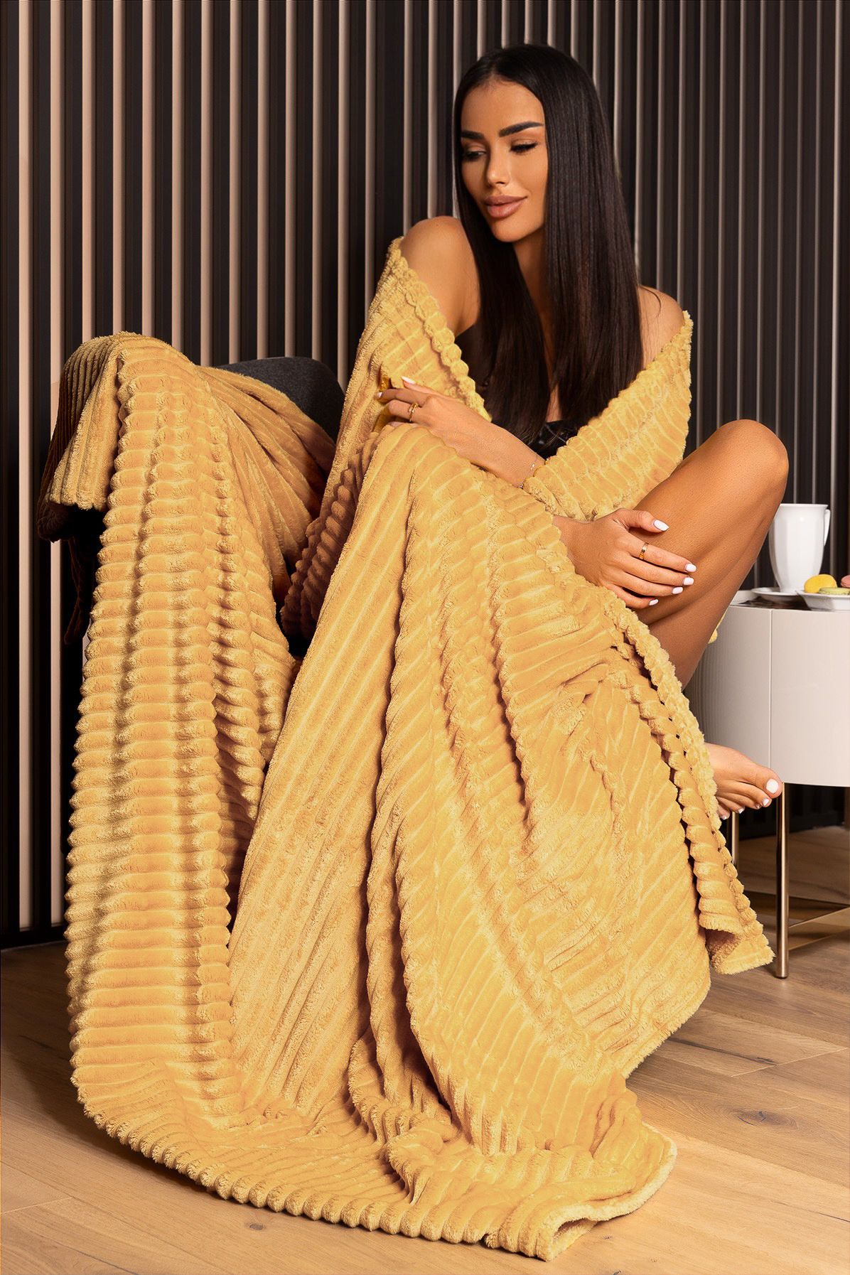 κουβέρτα FELISARA MUSTARD 220x240 cm - 1