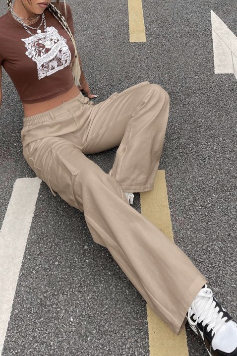 Dámské kalhoty NEVALDA BEIGE, Barva: béžová, IVET.EU - Stylové oblečení