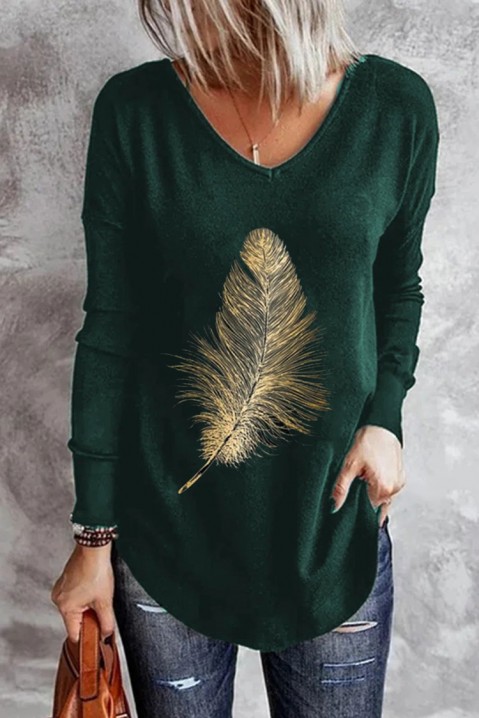 Γυναικεία μπλούζα FERINDA GREEN, Χρώμα: πράσινο, IVET.EU - Εκπτώσεις έως -80%