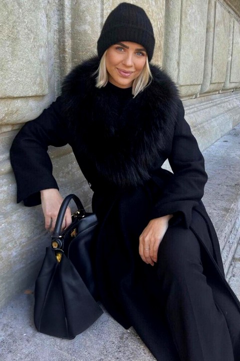 Dámský kabát OVERSINA BLACK, Barva: černá, IVET.EU - Stylové oblečení