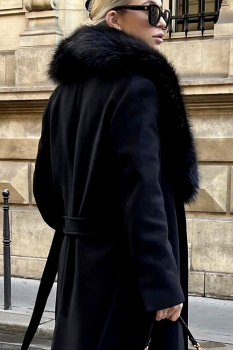Παλτό OVERSINA BLACK, Χρώμα: μαύρο, IVET.EU - Εκπτώσεις έως -80%