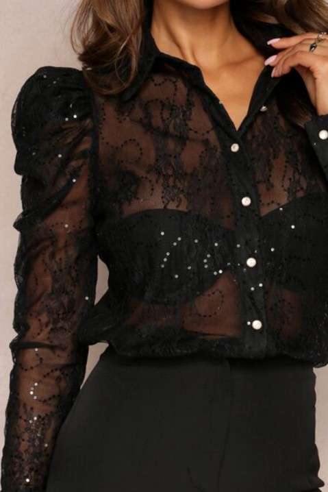 Γυναικείο πουκάμισο SEMORINA, Χρώμα: μαύρο, IVET.EU - Εκπτώσεις έως -80%