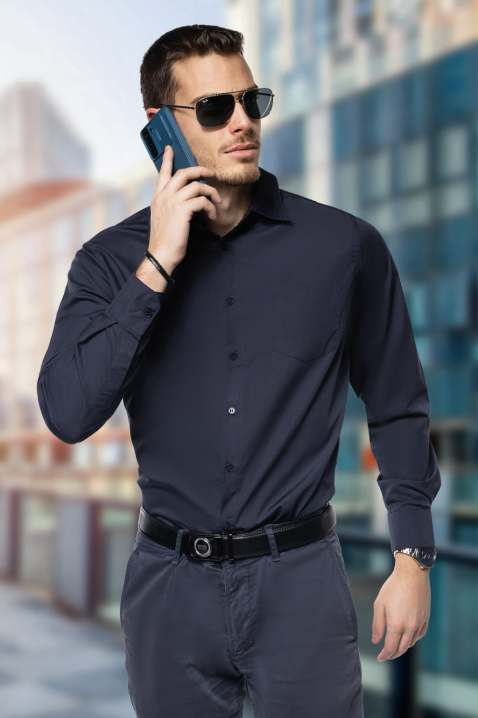 Ανδρικό πουκάμισο MALTIVO NAVY, Χρώμα: σκούρο μπλε, IVET.EU - Εκπτώσεις έως -80%