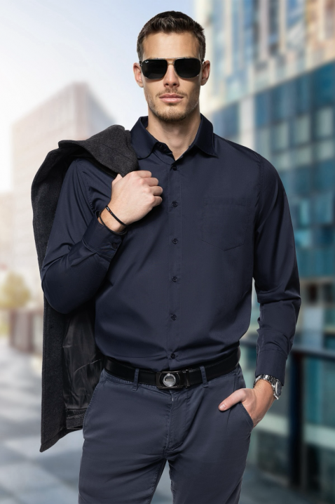 Vyriški marškiniai MALTIVO NAVY, Spalvos: tamsiai mėlyna, IVET.EU - Madinga apranga