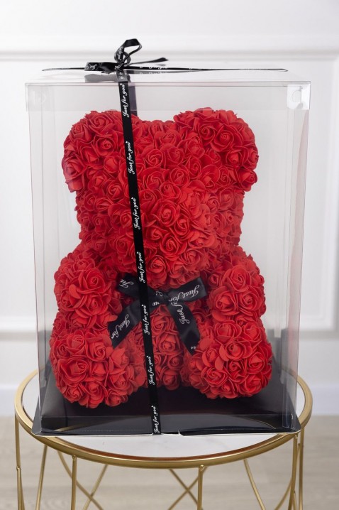 Medvídek z růží MERINDI RED 34 cm, Barva: červená, IVET.EU - Stylové oblečení
