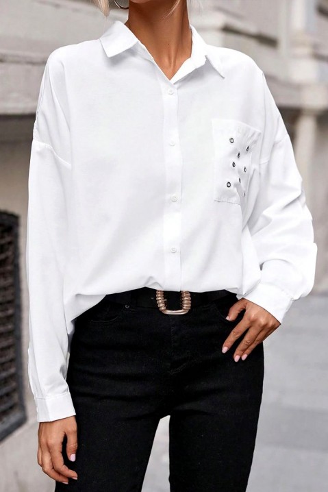 Γυναικείο πουκάμισο LITENDA, Χρώμα: άσπρο, IVET.EU - Εκπτώσεις έως -80%