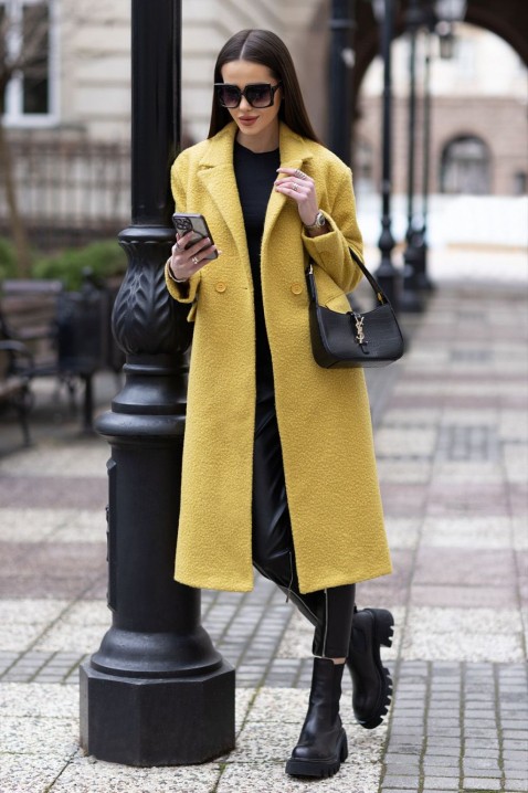 Dámský kabát GROMELTA YELLOW, Barva: žlutá, IVET.EU - Stylové oblečení