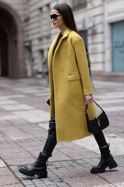 Παλτό GROMELTA YELLOW, Χρώμα: κίτρινο, IVET.EU - Εκπτώσεις έως -80%