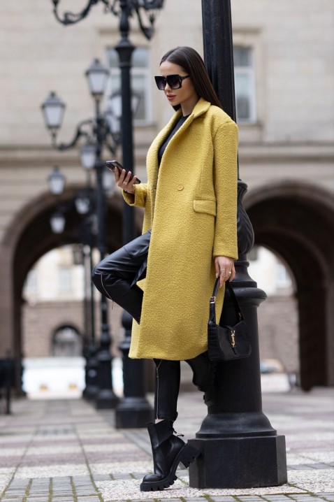 Παλτό GROMELTA YELLOW, Χρώμα: κίτρινο, IVET.EU - Εκπτώσεις έως -80%