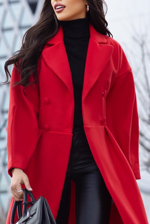 Παλτό VREMOVA RED, Χρώμα: κόκκινο, IVET.EU - Εκπτώσεις έως -80%