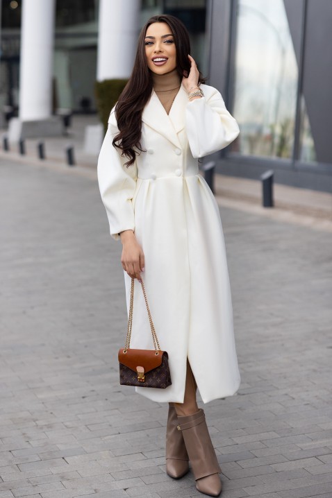 Παλτό VREMOVA WHITE, Χρώμα: άσπρο,εκρού, IVET.EU - Εκπτώσεις έως -80%