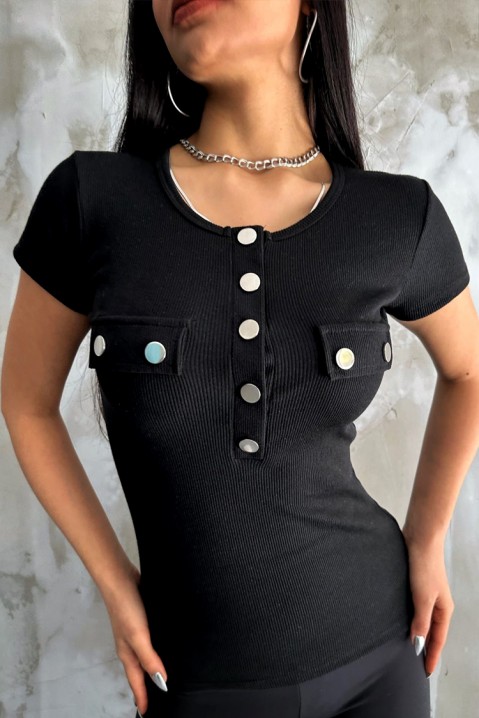 Κοντομάνικο μπλουζάκι NOMARELA, Χρώμα: μαύρο, IVET.EU - Εκπτώσεις έως -80%