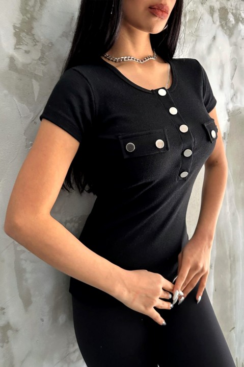 Κοντομάνικο μπλουζάκι NOMARELA, Χρώμα: μαύρο, IVET.EU - Εκπτώσεις έως -80%