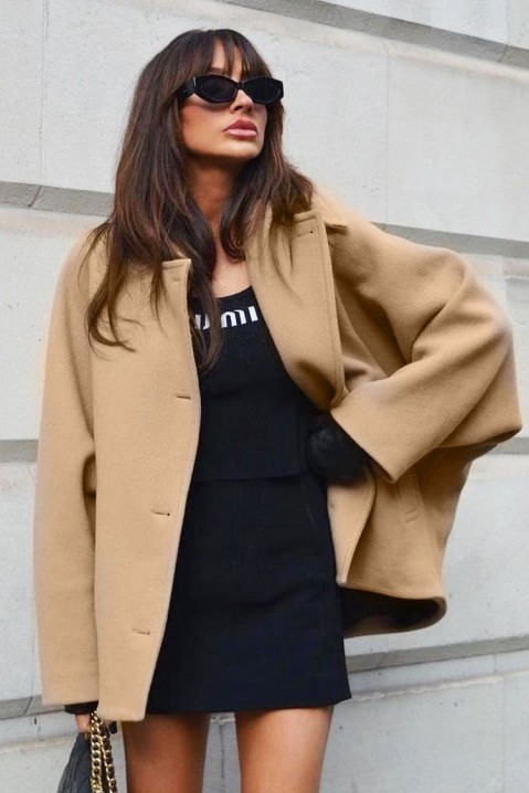 Παλτό FREMIHA BEIGE, Χρώμα: μπεζ, IVET.EU - Εκπτώσεις έως -80%