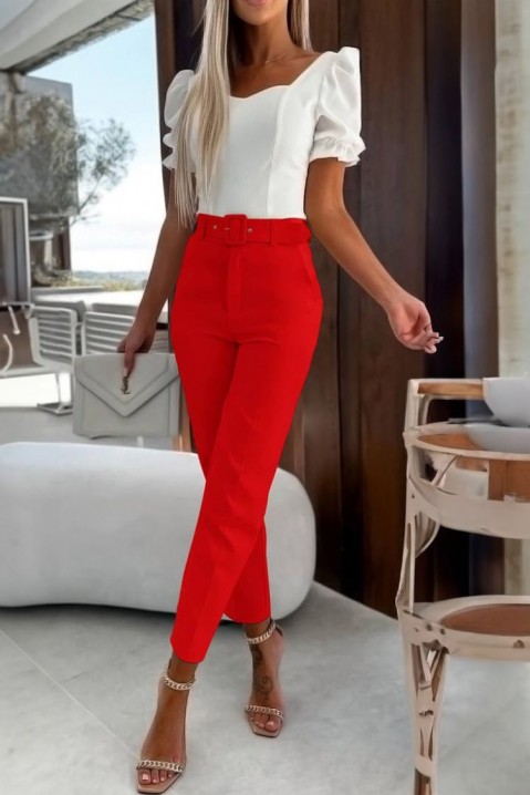 Dámské kalhoty FLOSINA RED, Barva: červená, IVET.EU - Stylové oblečení