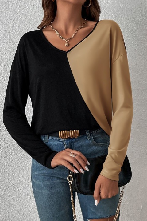 Γυναικεία μπλούζα ROMELDENA, Χρώμα: μπεζ και μαύρο, IVET.EU - Εκπτώσεις έως -80%
