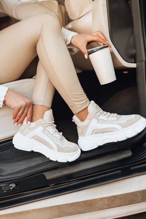 Γυναικεία παπούτσια DEOLMEFA, Χρώμα: άσπρο με μπεζ, IVET.EU - Εκπτώσεις έως -80%