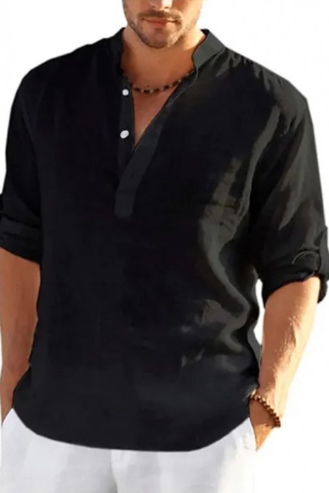 Ανδρικό πουκάμισο RENFILDO BLACK, Χρώμα: μαύρο, IVET.EU - Εκπτώσεις έως -80%