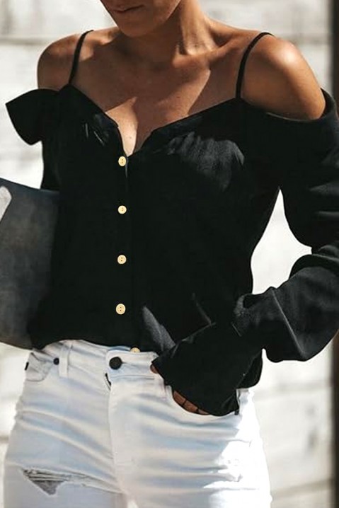 Γυναικείο πουκάμισο LOMIRDA BLACK, Χρώμα: μαύρο, IVET.EU - Εκπτώσεις έως -80%