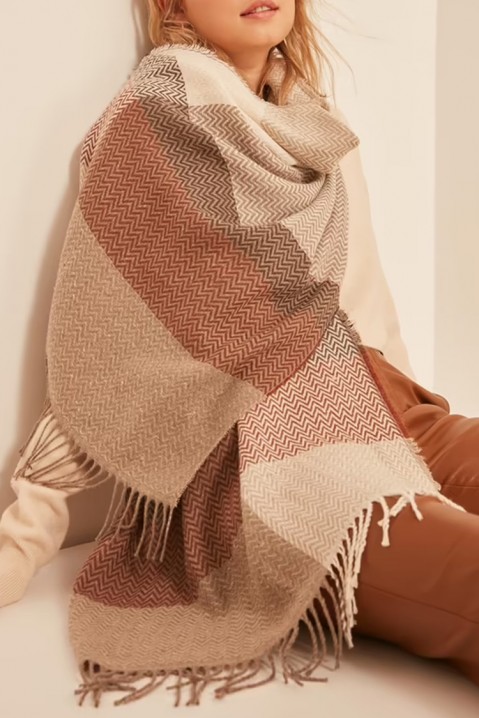 Κασκόλ UNELSEA CAMEL, Χρώμα: ανοιχτό καφέ, IVET.EU - Εκπτώσεις έως -80%