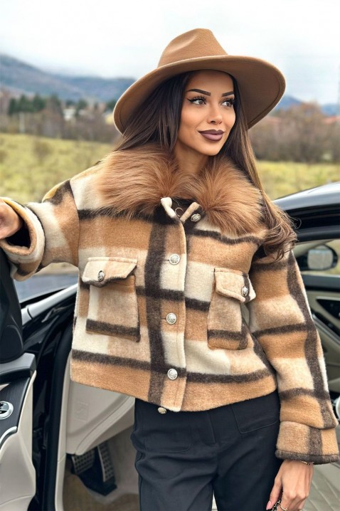 Kabát MIALONA BEIGE, Barva: mnohobarevná, IVET.EU - Stylové oblečení
