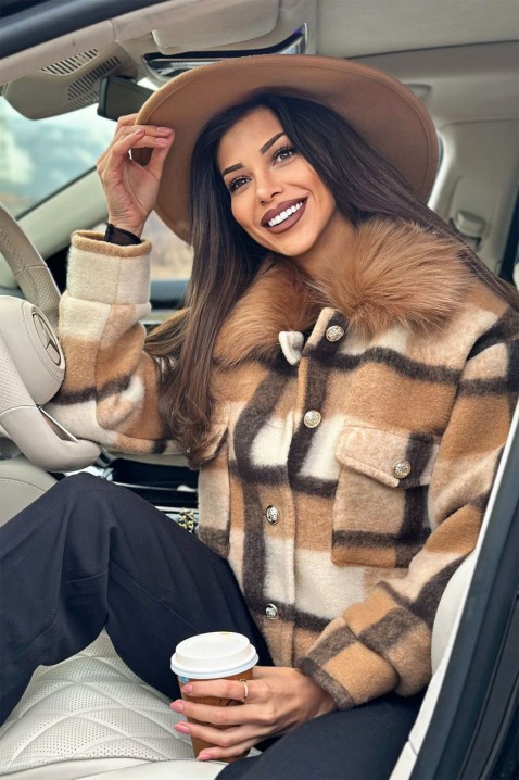 Kabát MIALONA BEIGE, Barva: mnohobarevná, IVET.EU - Stylové oblečení