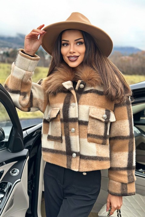 Kabát MIALONA BEIGE, Barva: mnohobarevná, IVET.EU - Stylové oblečení