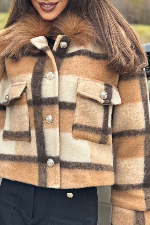 Kabát MIALONA BEIGE, Barva: mnohobarevná, IVET.EU - Stylové oblečení