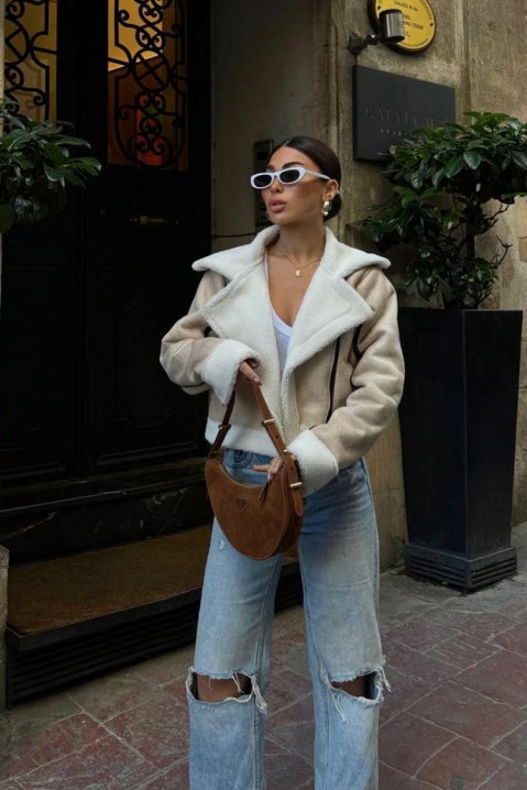 Bunda BIONELSA BEIGE, Farba: béžová, IVET.EU - Štýlové oblečenie