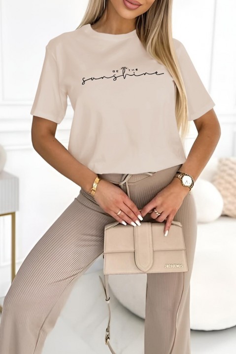 Κοντομάνικο μπλουζάκι DORSEYA BEIGE, Χρώμα: μπεζ, IVET.EU - Εκπτώσεις έως -80%