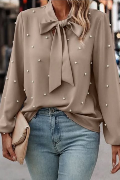 Γυναικεία μπλούζα SIOFELZA BEIGE, Χρώμα: μπεζ, IVET.EU - Εκπτώσεις έως -80%