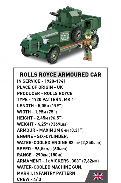 Stavebnice Cobi automobil Obrněný vůz Rolls Royce - částí 267IVET.EU - Stylové oblečení