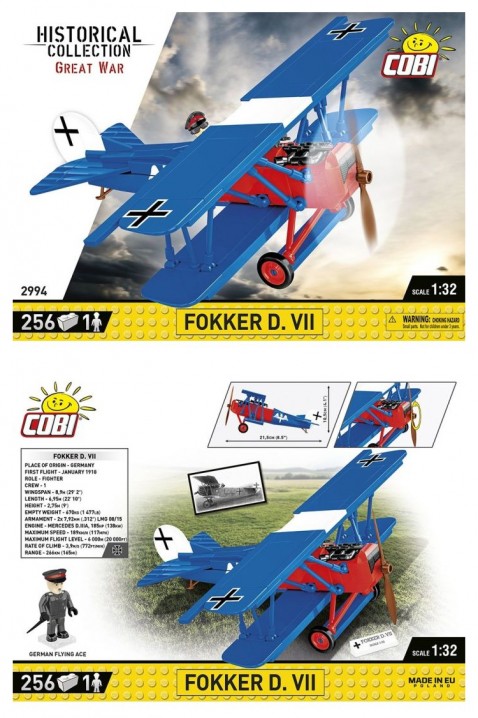 Stavebnice Cobi letadlo Fokker D. VII - částí 256IVET.EU - Stylové oblečení