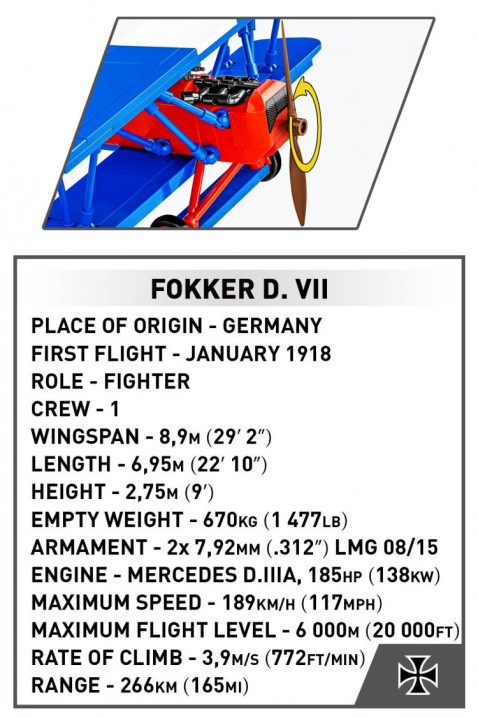 Stavebnice Cobi letadlo Fokker D. VII - částí 256IVET.EU - Stylové oblečení