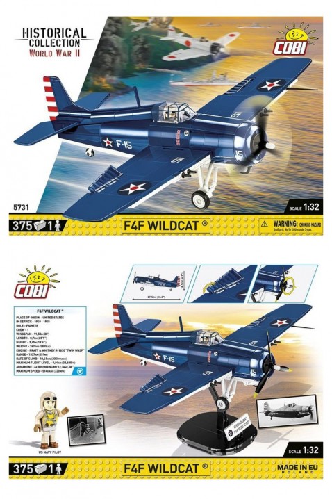 Stavebnice Cobi letadlo F4F Wildcat - díly 375IVET.EU - Stylové oblečení
