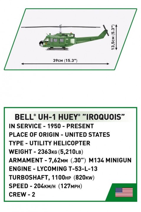 Stavebnice Cobi helikoptéra Bell UH-1 Huey Iroquois - částí 656IVET.EU - Stylové oblečení