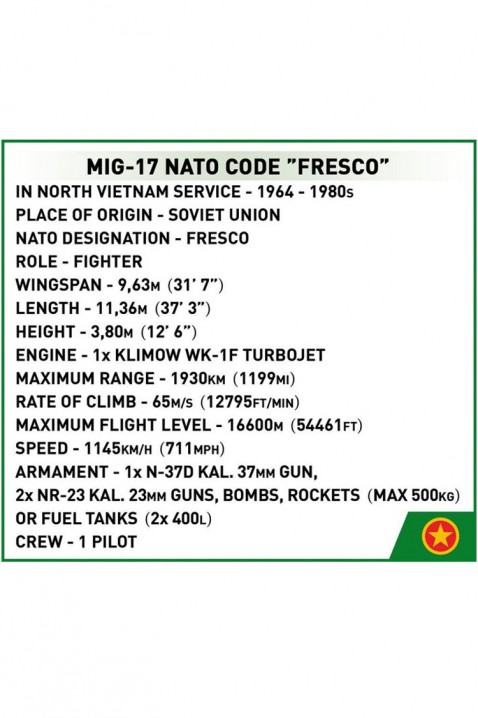 Stavebnice Cobi Stíhačka MiG-17 - díl 577IVET.EU - Stylové oblečení