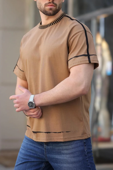 Ανδρικό κοντομάνικο μπλουζάκι MERVORZO BEIGE, Χρώμα: μπεζ, IVET.EU - Εκπτώσεις έως -80%