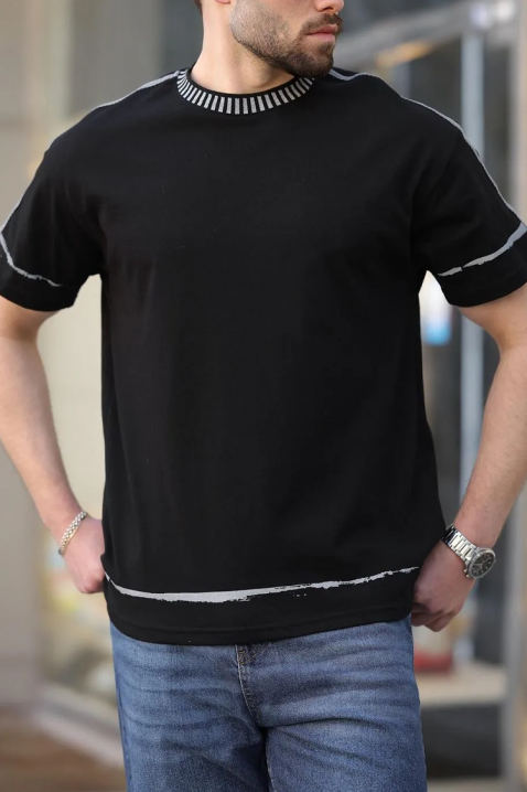 Ανδρικό κοντομάνικο μπλουζάκι MERVORZO BLACK, Χρώμα: μαύρο, IVET.EU - Εκπτώσεις έως -80%