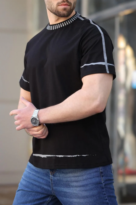 Ανδρικό κοντομάνικο μπλουζάκι MERVORZO BLACK, Χρώμα: μαύρο, IVET.EU - Εκπτώσεις έως -80%
