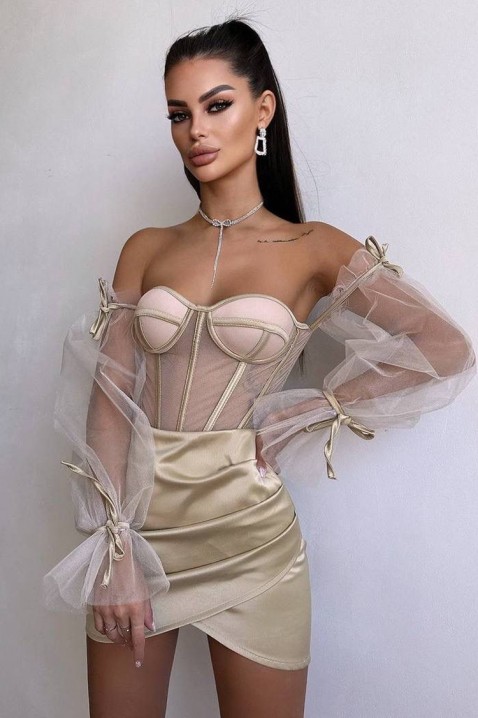 Šaty MIRVOLZA BEIGE, Barva: béžová, IVET.EU - Stylové oblečení