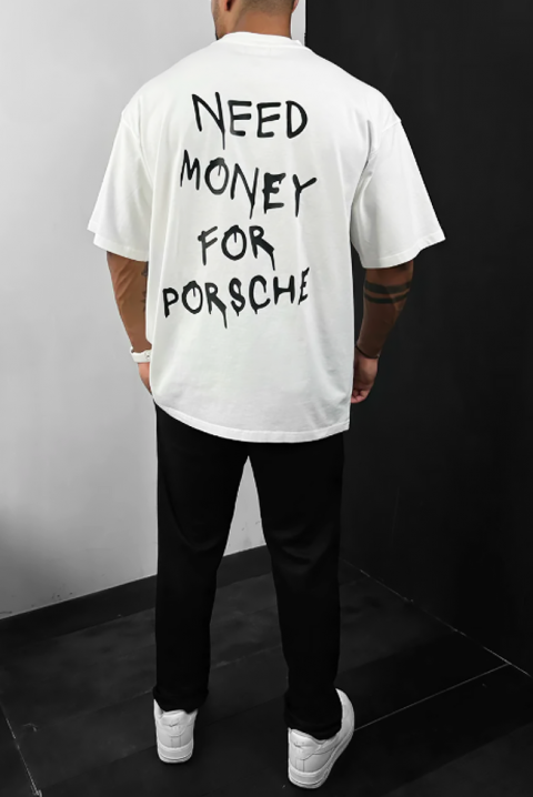 Pánské triko NEED MONEY FOR PORSCHE, Barva: bílá, IVET.EU - Stylové oblečení