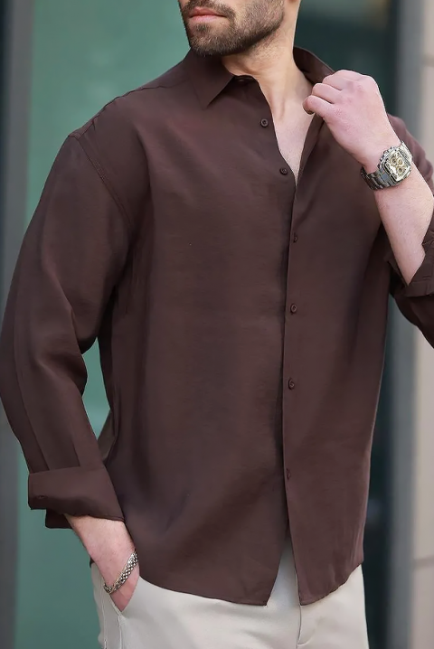 Pánská košile MAGREDO BROWN, Barva: hnědá, IVET.EU - Stylové oblečení