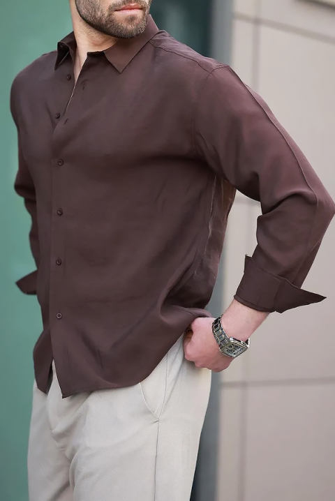 Pánská košile MAGREDO BROWN, Barva: hnědá, IVET.EU - Stylové oblečení